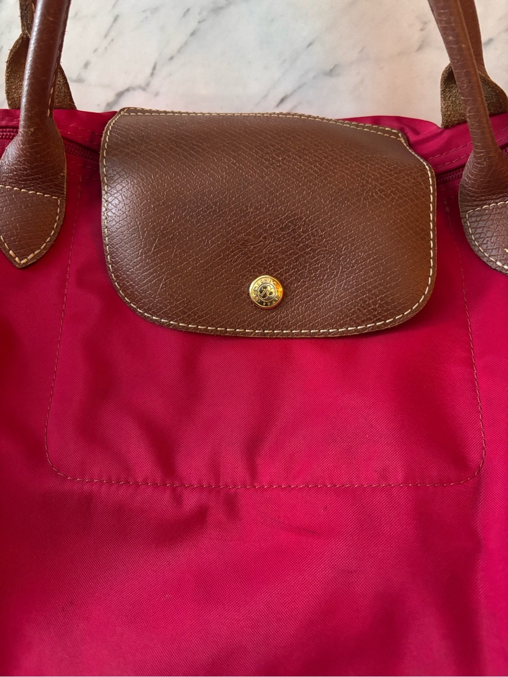 Quiet Luxury Longchamp Le Pliage Large French Nylon Folding Red Tote Bag - Picture 3 of 12